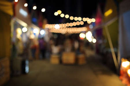 the bokeh light in night marketの写真素材