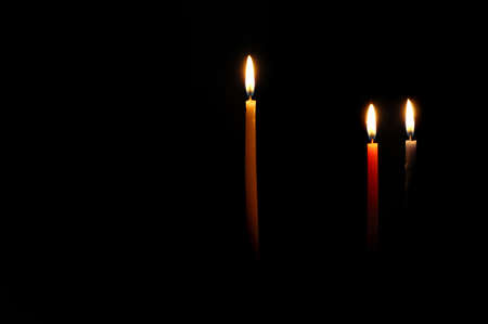 Chanukah candles lit for the second nightの写真素材