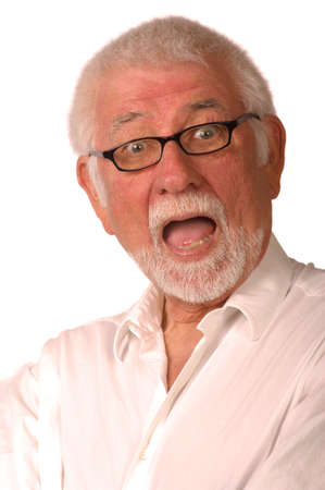 Expression of man being surprisedの写真素材