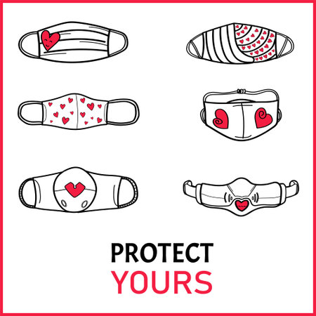 Face Mask with unique heart design, these set will complete your valentine to protect your loverのイラスト素材