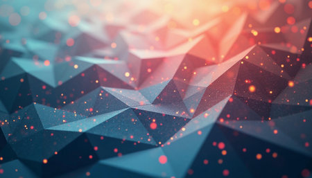 Abstract polygonal background with bokeh defocused lights and starsの素材