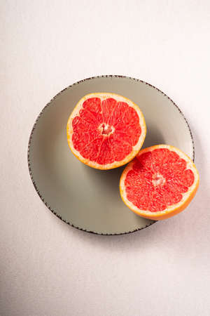 Grapefruit on white backgroundの写真素材