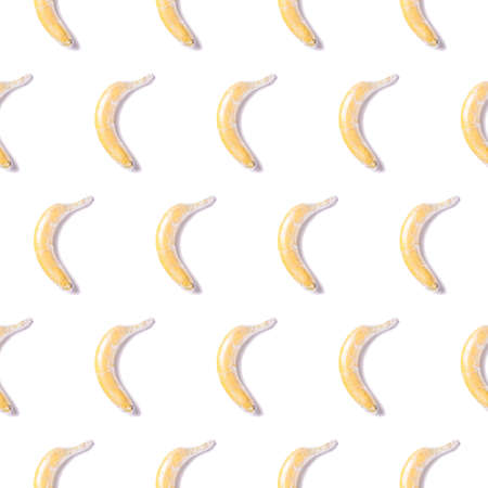 Seamless pattern of banana fruit wrapped in stretch wrap plastic isolated, ecology and environment conceptの写真素材