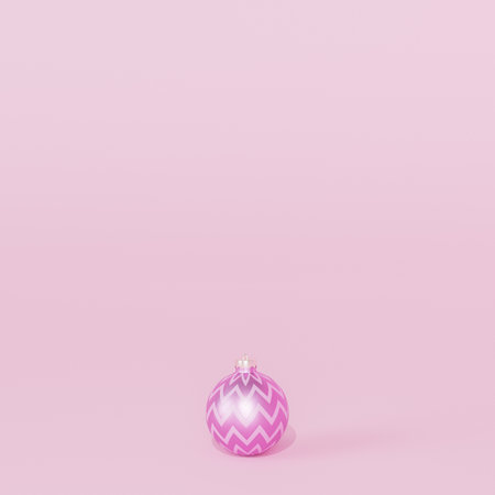 Christmas or New Year holidays background with one purple bauble or ornament, 3d renderの写真素材
