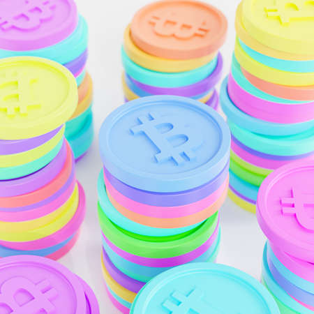 Bitcoin crypto currency coin stacks, e-commerce investment concept, 3d render