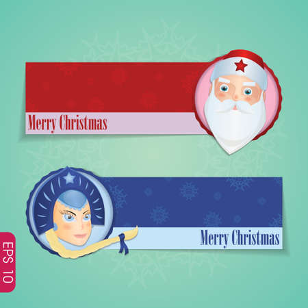 Christmas banners with santa claus and Snow maidenのイラスト素材