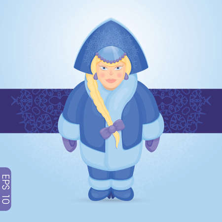 Snow Maiden on a background of snowflakesのイラスト素材