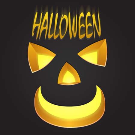 carved pumpkin face on dark background and illuminated signsのイラスト素材