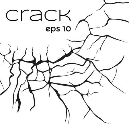 a large number of cracks in a different direction on a white backgroundのイラスト素材