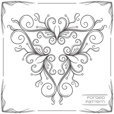 Pattern wrought products on a white background and framed. Can be used as a decorative element in the design, or as a model for the drawing for forging.のイラスト素材