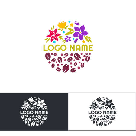 Flowers Coffee Logo Threeのイラスト素材