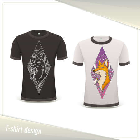 Design Tshirt Foxのイラスト素材