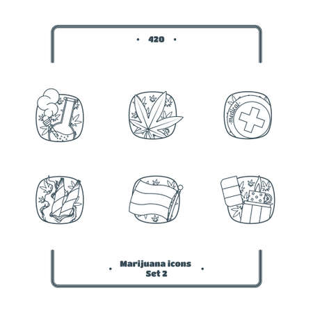 Marijuana Attributes Icons Set Black Twoのイラスト素材
