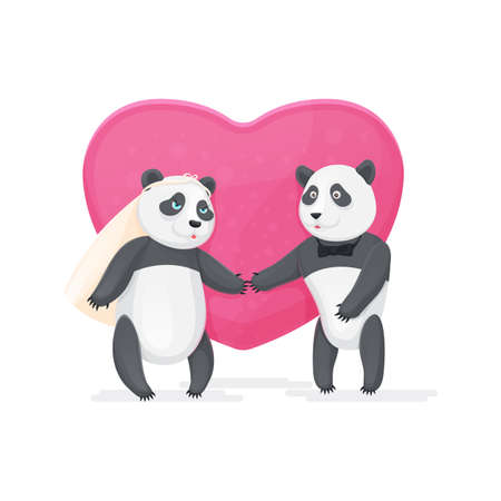Couple in Love Pandasのイラスト素材