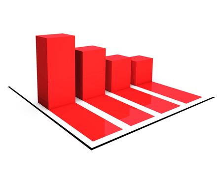 Red chart descending in 3Dの写真素材