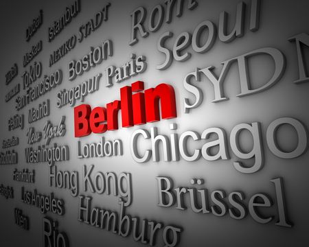 typographical demonstration of big cities - berlin  3dの写真素材