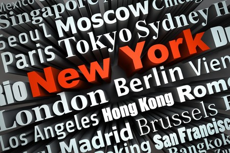 typographical demonstration of big cities - new york  3dの写真素材