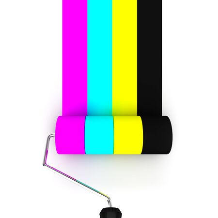 Rendering of a paint roller with cmyk colorsの写真素材