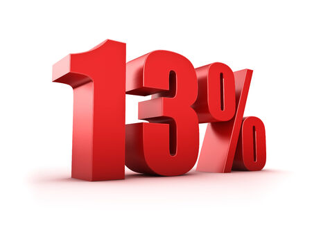 3D Rendering of a thirteen percent symbolの写真素材