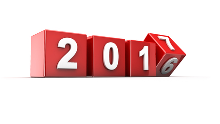 New year 2016 to 2017 concept in 3dの写真素材
