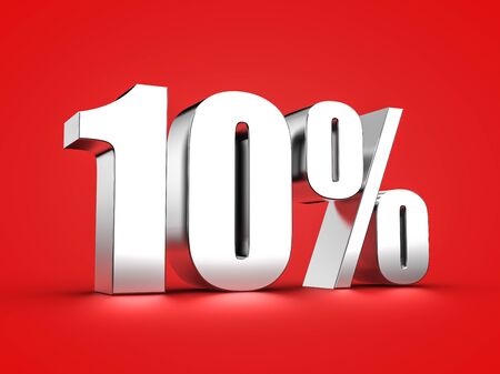 3D Rendering of a ten percent symbolの写真素材