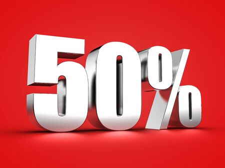 3D Rendering of a fifty percent symbolの写真素材