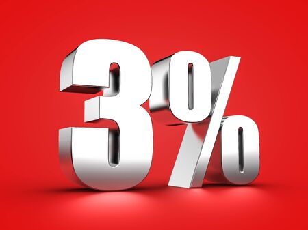 3D Rendering of a three percent symbolの写真素材