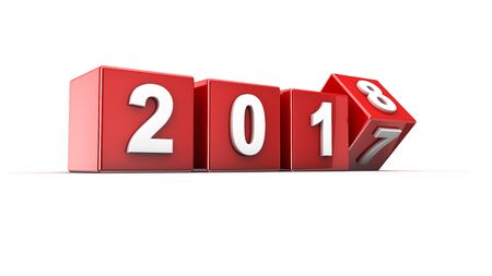 New year 2017 to 2018 concept in 3dの写真素材
