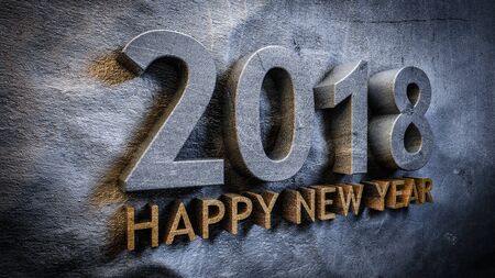 Happy new year 2018 concept in 3dの写真素材