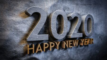 Happy new year 2020 concept in 3dの写真素材
