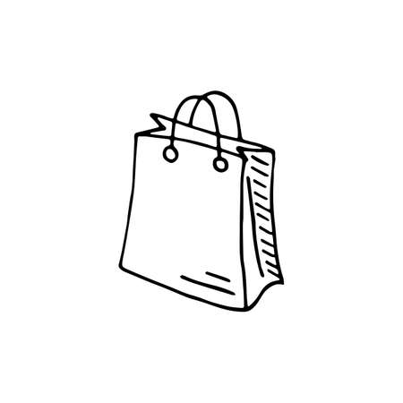 Handdrawn doodle bag icon. Hand drawn black sketch. Sign symbol. Decoration element. White background. Isolated. Flat design. Vector illustration.のイラスト素材