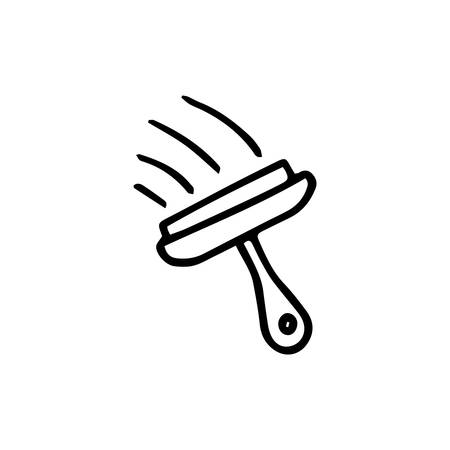 Handdrawn doodle brush for washing windows icon. Hand drawn black sketch. Sign symbol. Decoration element. White background. Isolated. Flat design. Vector illustration.のイラスト素材