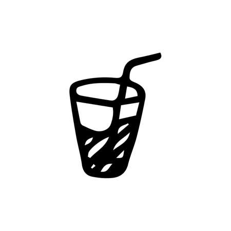 Handdrawn doodle cocktail icon. Hand drawn black sketch. Sign symbol. Decoration element. White background. Isolated. Flat design. Vector illustration.のイラスト素材