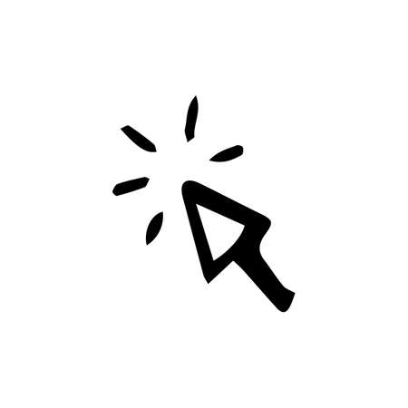 Handdrawn doodle click arrow icon. Hand drawn black sketch. Sign symbol. Decoration element. White background. Isolated. Flat design. Vector illustration.のイラスト素材