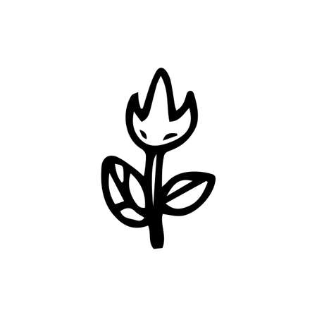 Handdrawn doodle flower icon. Hand drawn black sketch. Sign symbol. Decoration element. White background. Isolated. Flat design. Vector illustration.のイラスト素材