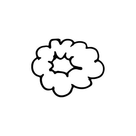 Handdrawn a cloud of smoke doodle icon. Hand drawn black sketch. Sign symbol. Decoration element. White background. Isolated. Flat design. Vector cartoon illustration.のイラスト素材
