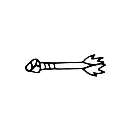 Handdrawn arrow doodle icon. Hand drawn black sketch. Sign symbol. Decoration element. White background. Isolated. Flat design. Vector cartoon illustration.のイラスト素材