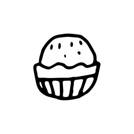 Handdrawn cake doodle icon. Hand drawn black sketch. Sign symbol. Decoration element. White background. Isolated. Flat design. Vector cartoon illustration.のイラスト素材