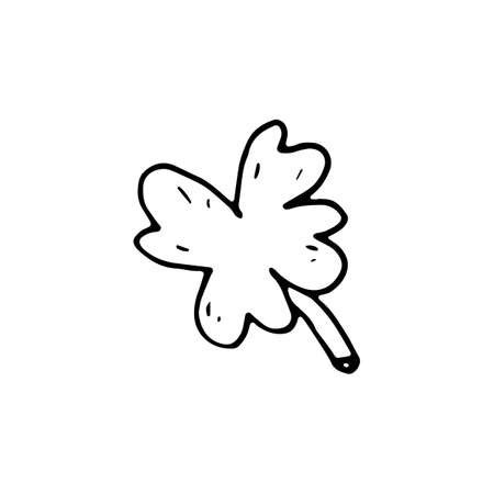 Handdrawn leaf doodle icon. Hand drawn black sketch. Sign symbol. Decoration element. White background. Isolated. Flat design. Vector cartoon illustration.のイラスト素材