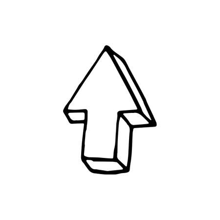 Handdrawn doodle arrow  icon. Hand drawn black sketch. Sign symbol. Decoration element. White background. Isolated. Flat design. Vector illustration.のイラスト素材