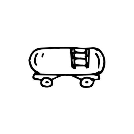 Handdrawn doodle railway carriage icon. Hand drawn black sketch. Sign symbol. Decoration element. White background. Isolated. Flat design. Vector illustration.のイラスト素材