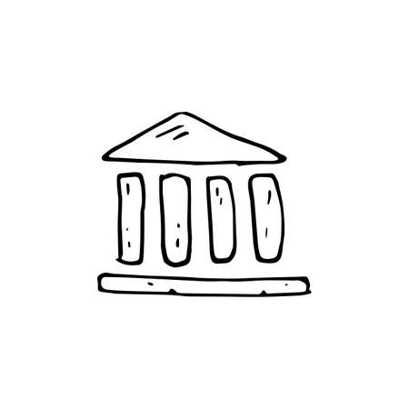 Handdrawn municipality doodle icon. Hand drawn black sketch. Sign symbol. Decoration element. White background. Isolated. Flat design. Vector illustration.のイラスト素材