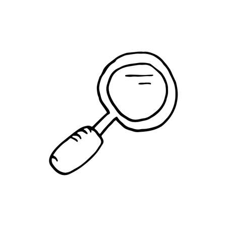 Handdrawn magnifier doodle icon. Hand drawn black sketch. Sign symbol. Decoration element. White background. Isolated. Flat design. Vector illustration.のイラスト素材