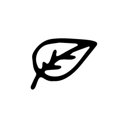 Handdrawn leaf doodle icon. Hand drawn black sketch. Sign symbol. Decoration element. White background. Isolated. Flat design. Vector cartoon illustration.のイラスト素材