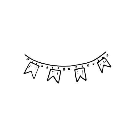 Handdrawn doodle flags icon. Hand drawn black sketch. Sign symbol. Decoration element. White background. Isolated. Flat design. Vector illustration.のイラスト素材
