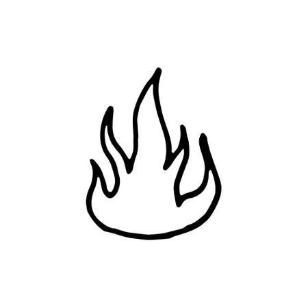 Handdrawn doodle fire icon. Hand drawn black sketch. Sign symbol. Decoration element. White background. Isolated. Flat design. Vector illustration.のイラスト素材
