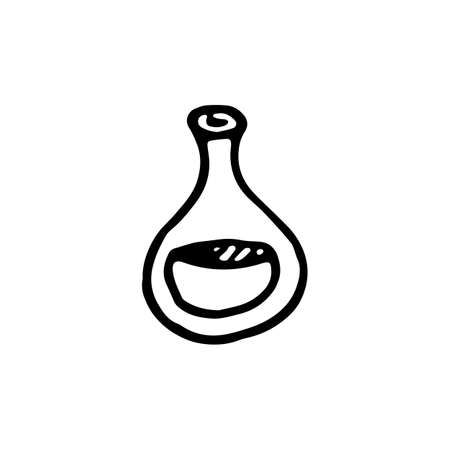 Handdrawn doodle flask icon. Hand drawn black sketch. Sign symbol. Decoration element. White background. Isolated. Flat design. Vector illustration.のイラスト素材