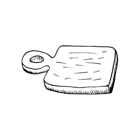Handdrawn doodle cutting board icon. Hand drawn black sketch. Sign symbol. Decoration element. White background. Isolated. Flat design. Vector illustration.のイラスト素材