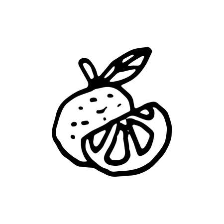 Handdrawn doodle fruit icon. Hand drawn black sketch. Sign symbol. Decoration element. White background. Isolated. Flat design. Vector illustration.のイラスト素材