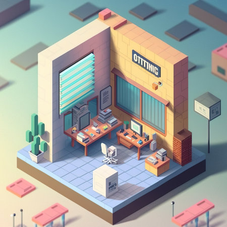 Home office concept isometric illustration. 3d rendering.の写真素材